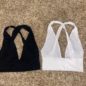 Black and White Cross-Back crop tops